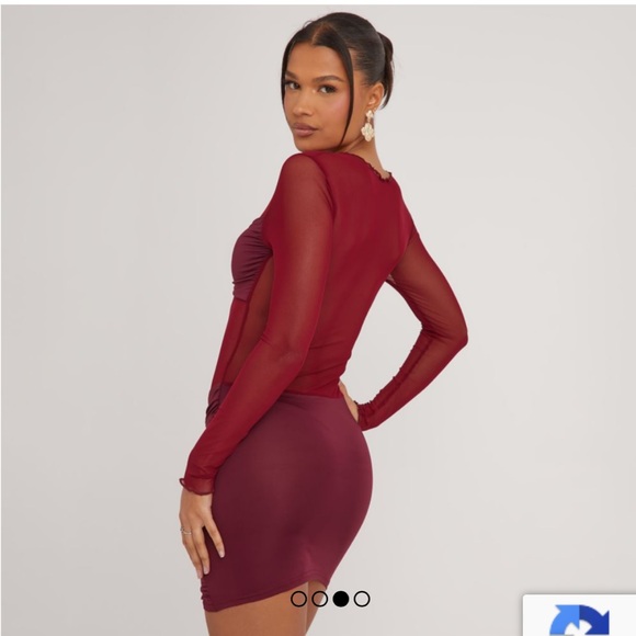 NWT EGO sheer maroon dress - Picture 2 of 2